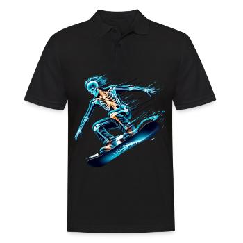 Faszinierender Skelett-Snowboarder im Rausch - Männer Poloshirt - Schwarz - Vorne - Kai (181cm)