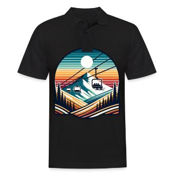 Remontée mécanique rétro Paysage de montagne Panorama - Polo Homme - noir - Devant - Kai (181cm)