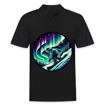 Snowboarder Unter Polarlichtern - Männer Poloshirt - Schwarz - Vorne - Kai (181cm)