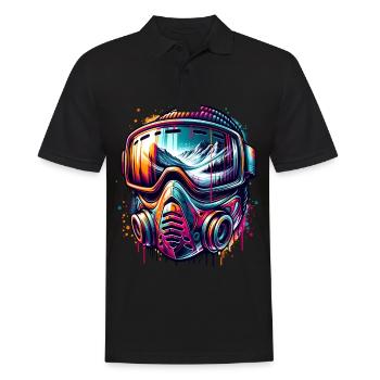 Skibrille mit Winterlandschaft - Männer Poloshirt - Schwarz - Vorne - Kai (181cm)