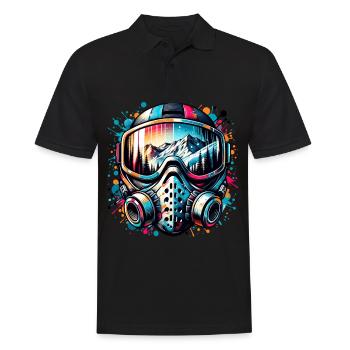 Abenteuer Skimaske mit Berglandschaft - Männer Poloshirt - Schwarz - Vorne - Kai (181cm)