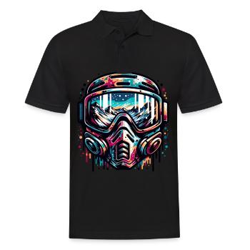 Fascinating mountain landscape in ski goggle style - Men's Polo Shirt - black - Front - Kai (181cm)