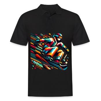 Bunter Snowboarder in Aktion - Männer Poloshirt - Schwarz - Vorne - Kai (181cm)