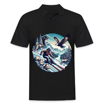 Aventures hivernales à la montagne avec la faune - Polo Homme - noir - Devant - Kai (181cm)