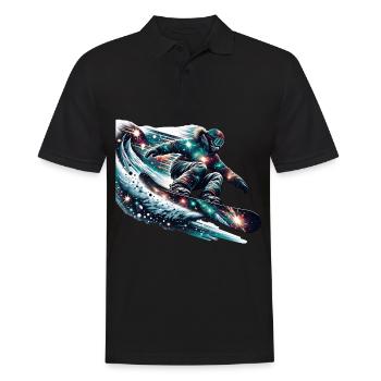 Snowboarden Im Universum: Galaktische Abfahrt - Männer Poloshirt - Schwarz - Vorne - Kai (181cm)