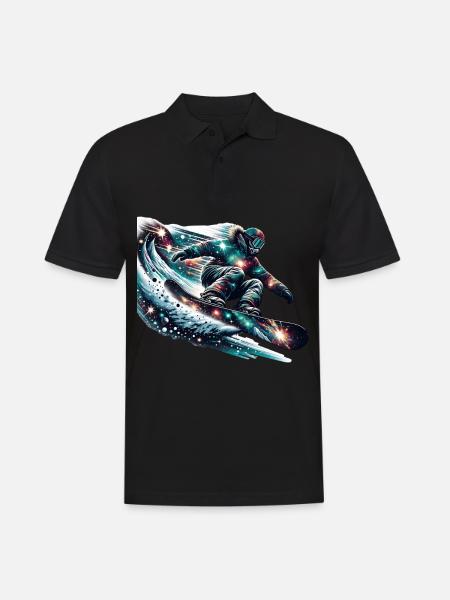 Snowboarden Im Universum: Galaktische Abfahrt - Männer Poloshirt - Schwarz