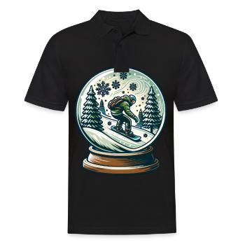 Winterabenteuer Schneekugel Design - Männer Poloshirt - Schwarz - Vorne - Kai (181cm)