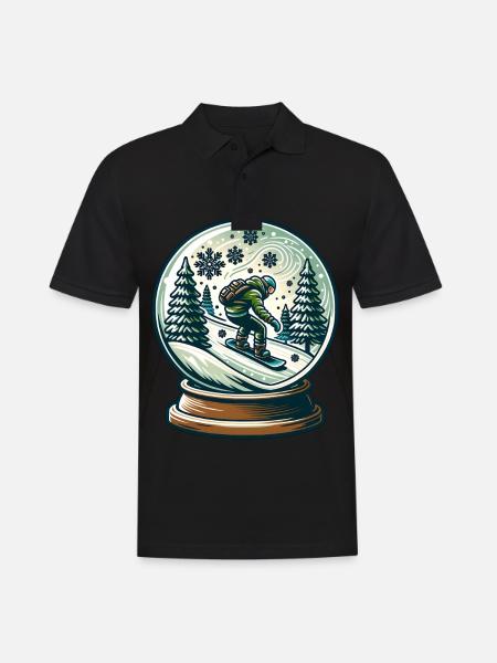 Winterabenteuer Schneekugel Design - Männer Poloshirt - Schwarz