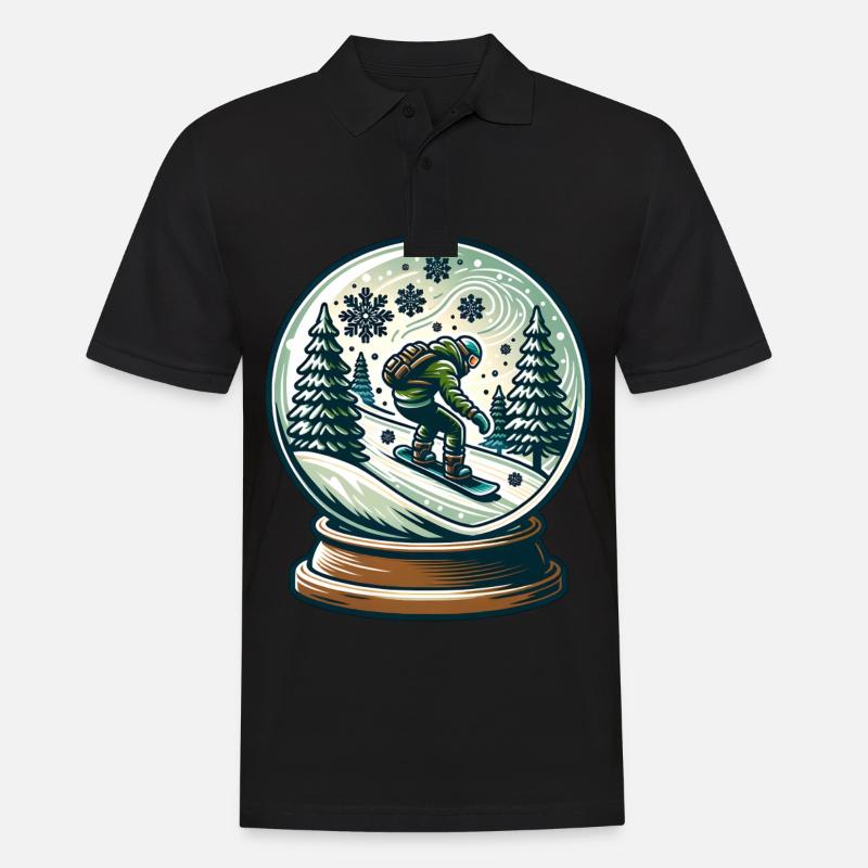 Winterabenteuer Schneekugel Design - Männer Poloshirt - Schwarz