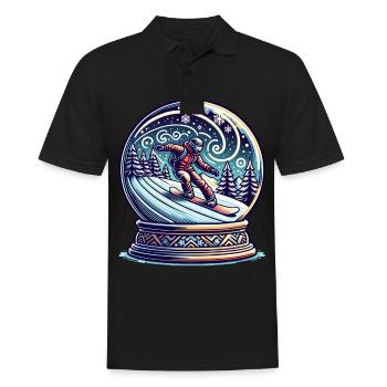 Adventure in the snow: Snowboarder in snow globe - Men's Polo Shirt - black - Front - Kai (181cm)