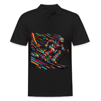 Colorful Skier Abstract Motion Art - Men's Polo Shirt - black - Front - Kai (181cm)