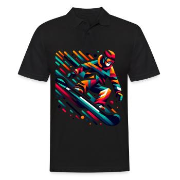 Bunter Snowboarder im Sprung - Männer Poloshirt - Schwarz - Vorne - Kai (181cm)