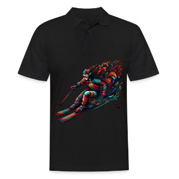Farbenfroher Skifahrer in Aktion Kunstwerk - Männer Poloshirt - Schwarz - Vorne - Kai (181cm)
