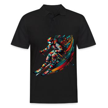 Bunter Skifahrer Im Abstrakten Stil - Männer Poloshirt - Schwarz - Vorne - Kai (181cm)