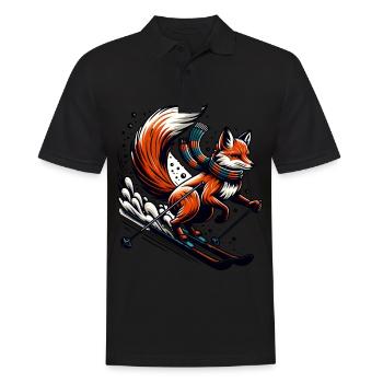 Fox on skis with scarf in winter - Men's Polo Shirt - black - Front - Kai (181cm)