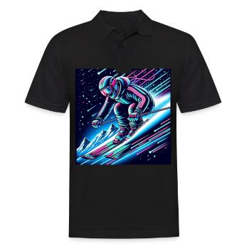 Neon Skifahrer Abenteuer in den Alpen - Männer Poloshirt - Schwarz - Vorne - Kai (181cm)