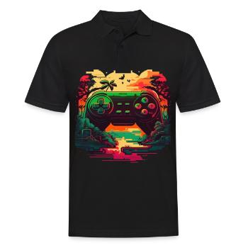 Bunte Konsole - Männer Poloshirt - Schwarz - Vorne - Kai (181cm)