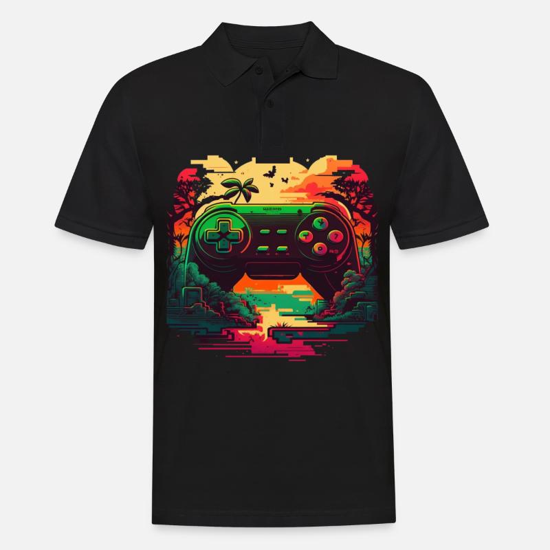 Bunte Konsole - Männer Poloshirt - Schwarz