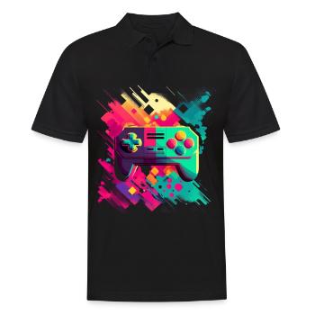 Retro Konsole - Männer Poloshirt - Schwarz - Vorne - Kai (181cm)