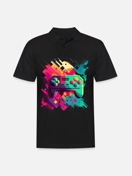Retro Konsole - Männer Poloshirt - Schwarz