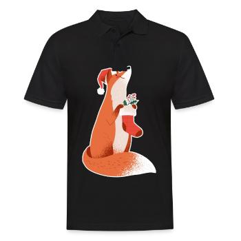 Fox Santa Hat Christmas Fox Ladies - Men's Polo Shirt - black - Front - Kai (181cm)