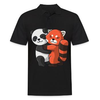 Un panda avec un panda rouge aime les animaux mignons - Polo Homme - noir - Devant - Kai (181cm)
