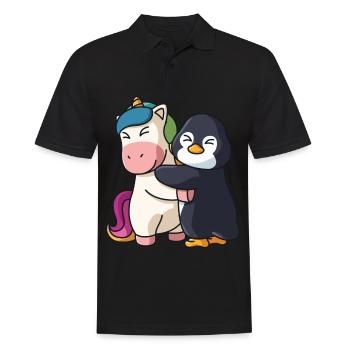 Einhorn und Pinguin Liebe süßes niedliche Tiere - Männer Poloshirt - Schwarz - Vorne - Kai (181cm)