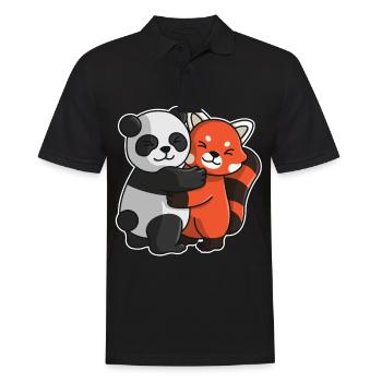 Pandas roter Panda Pärchen niedliche Tiere - Männer Poloshirt - Schwarz - Vorne - Kai (181cm)