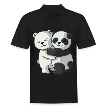 Eisbär mit Pandabär Liebe süßes Partneroutfit - Männer Poloshirt - Schwarz - Vorne - Kai (181cm)