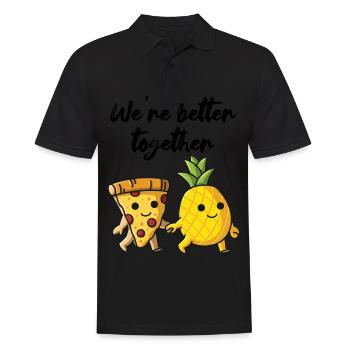 Pizza Hawaii Ananas Pizza essen Pizza & Ananas - Männer Poloshirt - Schwarz - Vorne - Kai (181cm)