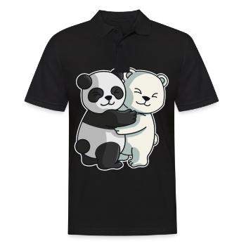 Panda Eisbär Liebe niedliche Tiere knuddeln - Männer Poloshirt - Schwarz - Vorne - Kai (181cm)