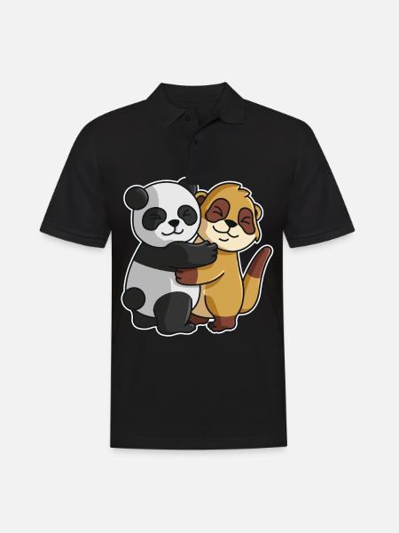 Panda med surikat Kärlek söta söta djur - Pikétröja herr - svart