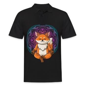 Fuchs Yoga Mandala Spirituell yoga damen spruch - Männer Poloshirt - Schwarz - Vorne - Kai (181cm)