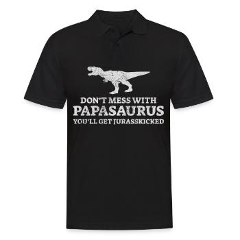 Papasaurus jurasskicked Rex for men dinasor papa - Men's Polo Shirt - black - Front - Kai (181cm)