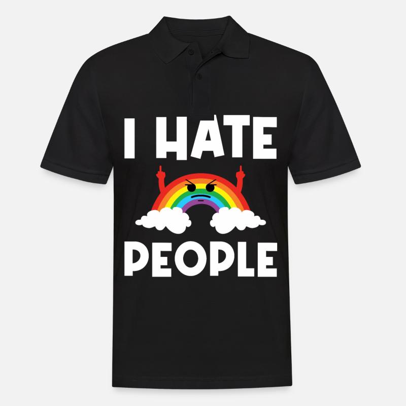 I Hat People Rainbow I Hate People Hate valentine - Men's Polo Shirt - black