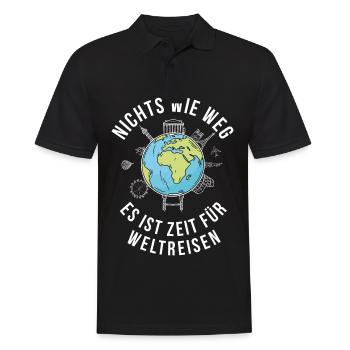 Nichts wie weg es ist Zeit für Weltreisen Rente - Männer Poloshirt - Schwarz - Vorne - Kai (181cm)