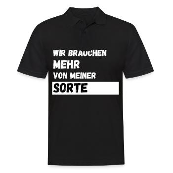 Wir brauchen mehr von meiner Sorte Lustiger Spruch - Männer Poloshirt - Schwarz - Vorne - Kai (181cm)