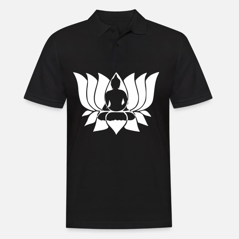 Cadeau de fleur de lotus bouddah - Polo Homme - noir