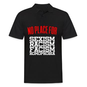 Homophobie fascisme sexisme - Polo Homme - noir - Devant - Kai (181cm)