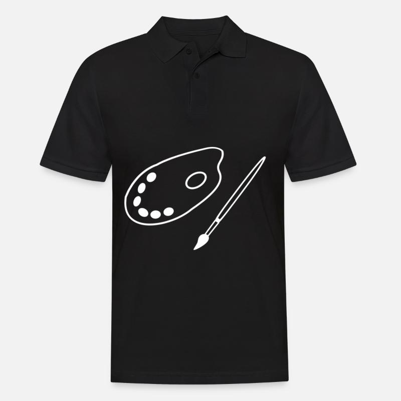 Pinsel mit Farbpalette - Männer Poloshirt - Schwarz