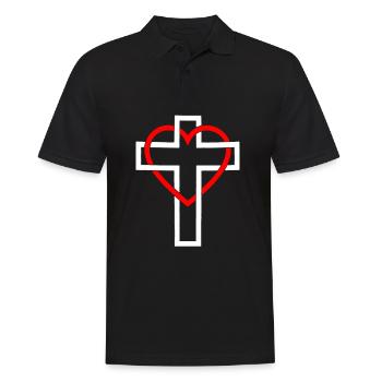 Kreuz Herz Jesus Kirche - Männer Poloshirt - Schwarz - Vorne - Kai (181cm)