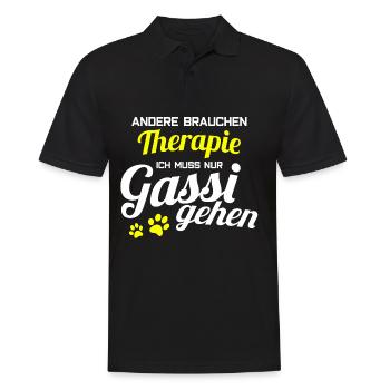 Hund Therapie Hunde Lustiger Witziger Spruch - Männer Poloshirt - Schwarz - Vorne - Kai (181cm)
