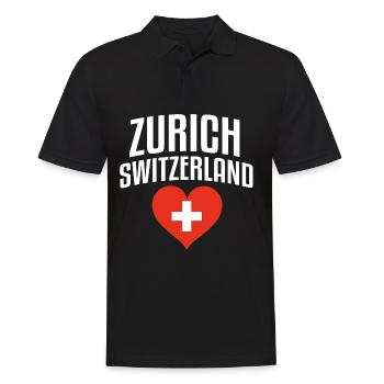 Zurich Switzerland - Männer Poloshirt - Schwarz - Vorne - Kai (181cm)