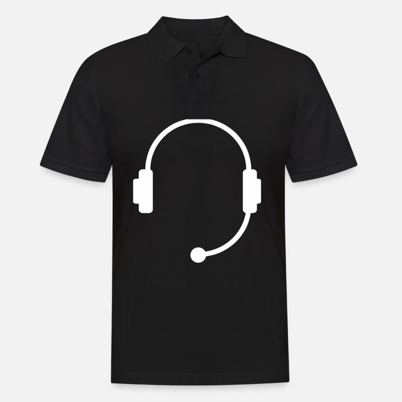 Kopfhörer Ohrhörer Headset Geschenk - Männer Poloshirt - Schwarz