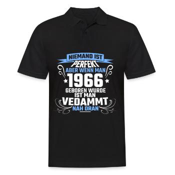Geburtsjahr Geburtstag Baujahr 1966 - Männer Poloshirt - Schwarz - Vorne - Kai (181cm)