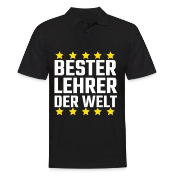 Beste Lehrer der Welt Geschenk für Lehrer Lehrerin - Männer Poloshirt - Schwarz - Vorne - Kai (181cm)