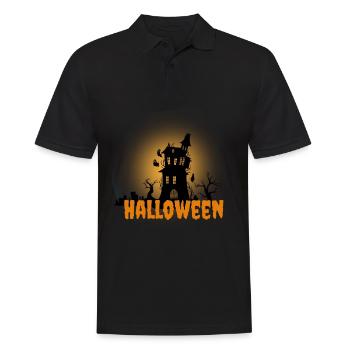 Halloween Gruselig Friedhof Mond Hexe Vampire - Männer Poloshirt - Schwarz - Vorne - Kai (181cm)