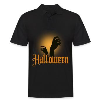 Halloween Gruselig Friedhof Mond Hexe Vampire - Männer Poloshirt - Schwarz - Vorne - Kai (181cm)