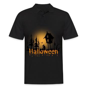 Halloween Gruselig Friedhof Mond Hexe Vampire - Männer Poloshirt - Schwarz - Vorne - Kai (181cm)