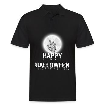 Happy Halloween Hand Zombie Gruselig Vampir Blut - Männer Poloshirt - Schwarz - Vorne - Kai (181cm)